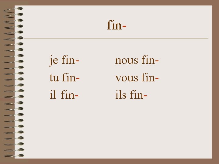 finje fintu finil fin- nous finvous finils fin- 