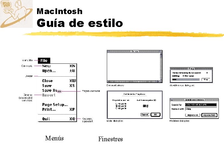 Mac. Intosh Guía de estilo Menús Finestres 