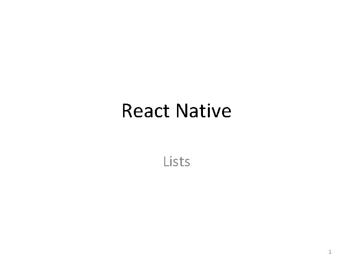 React Native Lists 1 