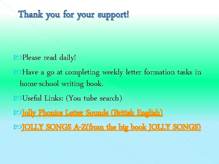 Thank you for your support! Please read daily! Have a go at completing weekly