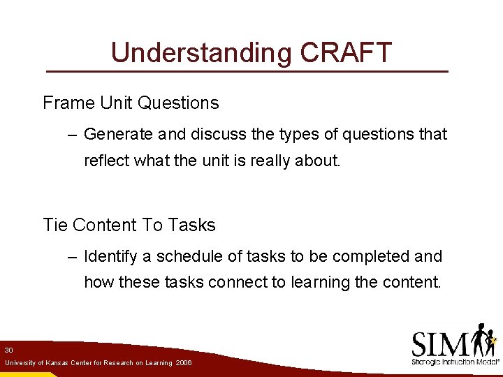 Understanding CRAFT Frame Unit Questions – Generate and discuss the types of questions that