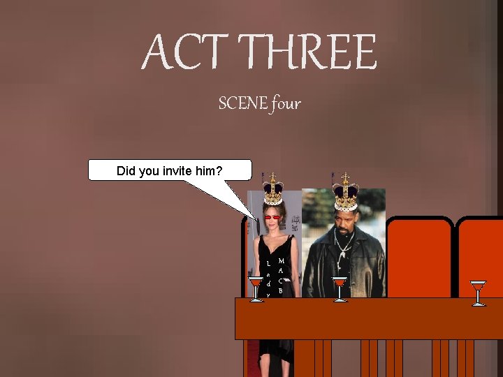 ACT THREE SCENE four Did you invite him? L a d y M A