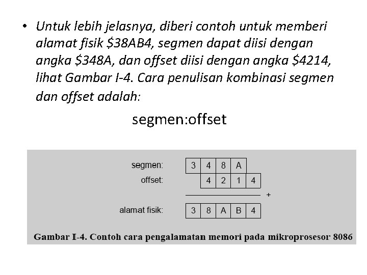  • Untuk lebih jelasnya, diberi contoh untuk memberi alamat fisik $38 AB 4,