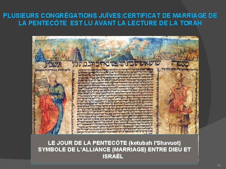 PLUSIEURS CONGRÉGATIONS JUÏVES: CERTIFICAT DE MARRIAGE DE LA PENTECÔTE EST LU AVANT LA LECTURE