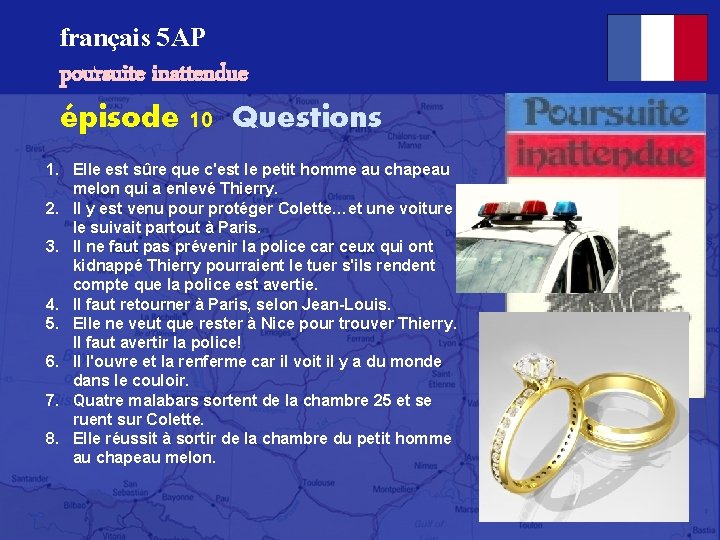 français 5 AP poursuite inattendue épisode 10 Questions 1. Elle est sûre que c'est