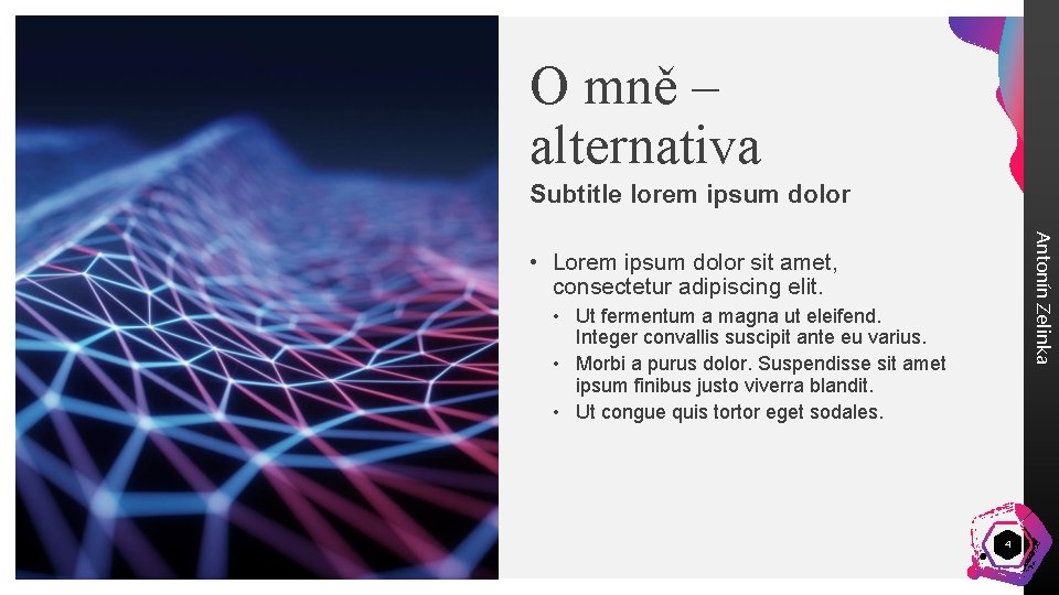 O mně – alternativa Subtitle lorem ipsum dolor Antonín Zelinka • Lorem ipsum dolor