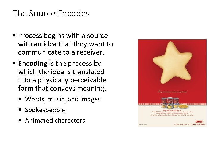 The Source Encodes • Process begins with a source with an idea that they