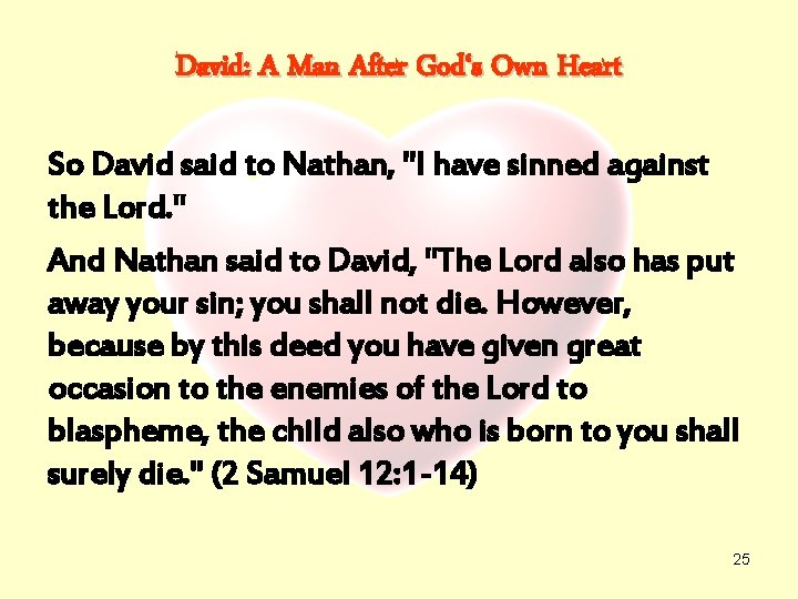 David: A Man After God‘s Own Heart So David said to Nathan, "I have