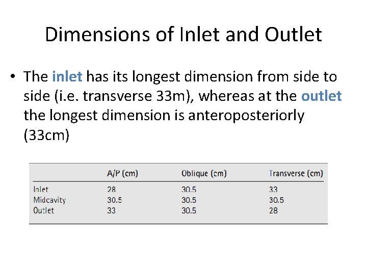 Dimensions of Inlet and Outlet • The inlet has its longest dimension from side