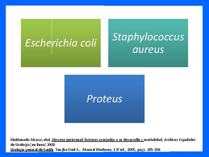 Escherichia coli Staphylococcus aureus Proteus Maldonado-Alcaraz, etal, Absceso perirrenal: factores asociados a su desarrollo