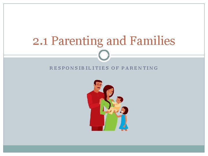 2. 1 Parenting and Families RESPONSIBILITIES OF PARENTING 