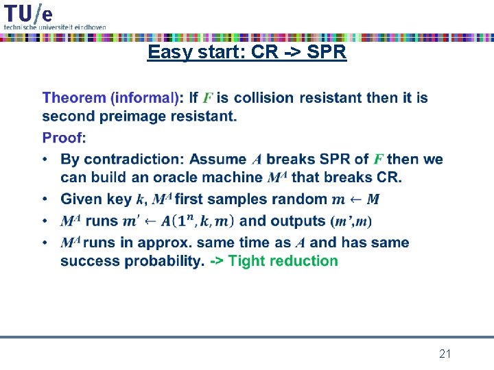 Easy start: CR -> SPR • 21 
