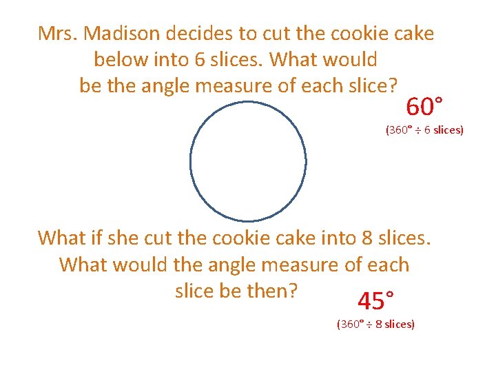 Mrs. Madison decides to cut the cookie cake below into 6 slices. What would Mrs. Madison decides to cut the cookie cake below into 6 slices. What would
