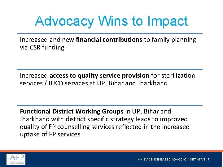 Advocacy Wins to Impact Increased and new financial contributions to family planning via CSR