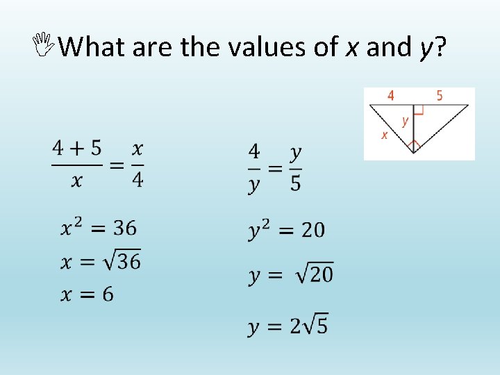  What are the values of x and y? 
