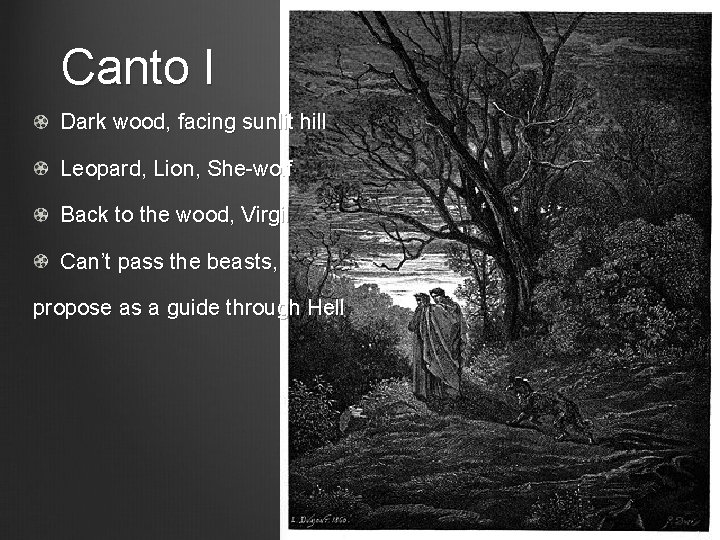 Canto I Dark wood, facing sunlit hill L e o p a rd ,