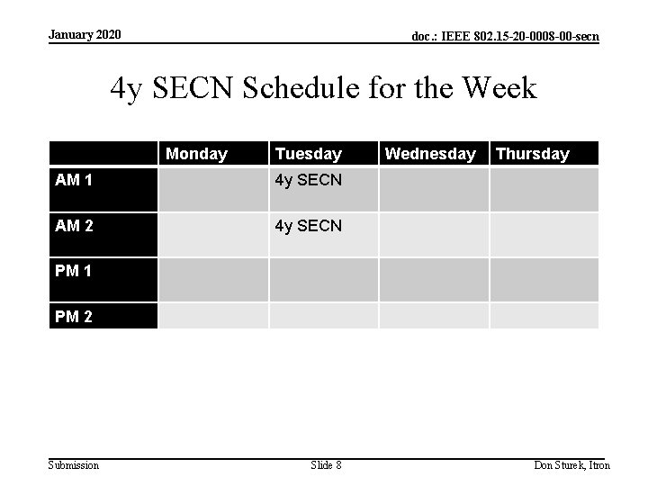 January 2020 doc. : IEEE 802. 15 -20 -0008 -00 -secn 4 y SECN