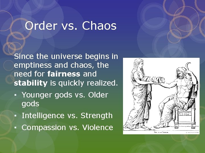 Order vs. Chaos Since the universe begins in emptiness and chaos, the need for Order vs. Chaos Since the universe begins in emptiness and chaos, the need for