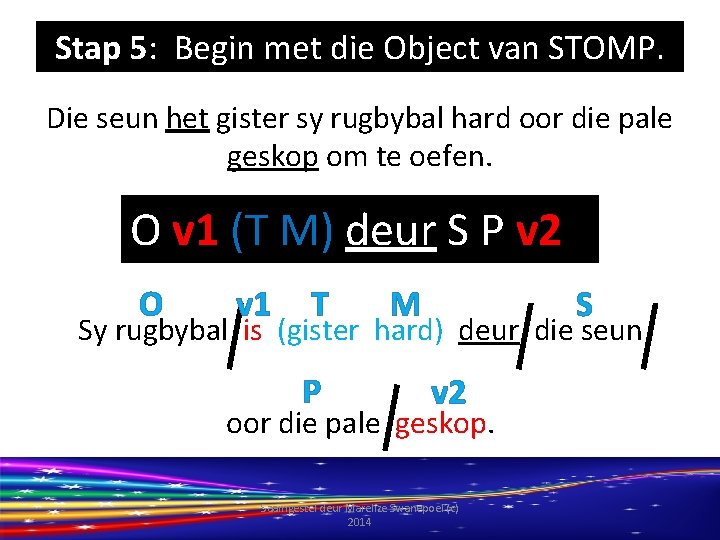 Stap 5: Begin met die Object van STOMP. Die seun het gister sy rugbybal