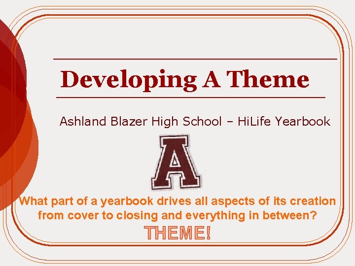 Developing A Theme Ashland Blazer High School – Hi. Life Yearbook What part of