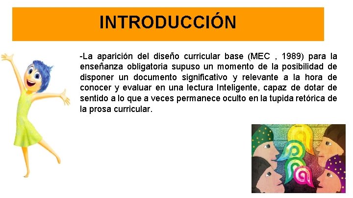 INTRODUCCIÓN -La aparición del diseño curricular base (MEC , 1989) para la enseñanza obligatoria