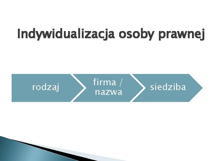 Indywidualizacja osoby prawnej rodzaj firma / nazwa siedziba 