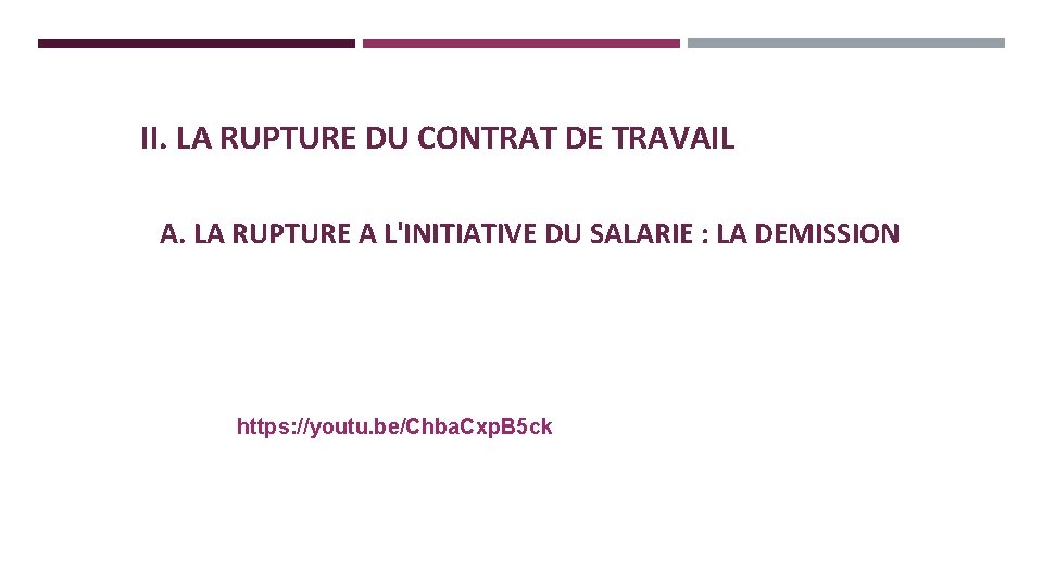 II. LA RUPTURE DU CONTRAT DE TRAVAIL A. LA RUPTURE A L'INITIATIVE DU SALARIE