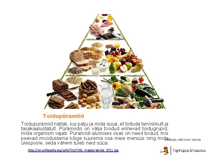 Toidupüramiid näitab, kui palju ja mida süüa, et toituda tervislikult ja tasakaalustatult. Püramiidis on