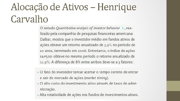 Alocação de Ativos – Henrique Carvalho 