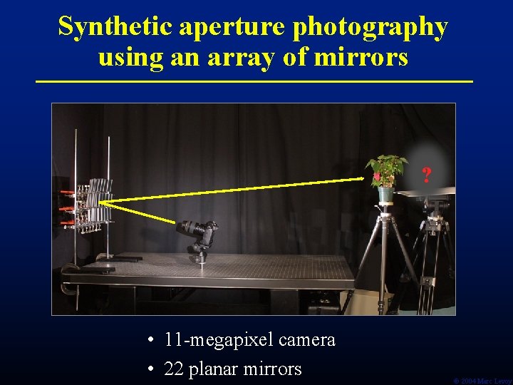 Synthetic aperture photography using an array of mirrors ? • 11 -megapixel camera • Synthetic aperture photography using an array of mirrors ? • 11 -megapixel camera •