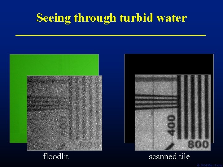 Seeing through turbid water floodlit scanned tile Ó 2004 Marc Levoy Seeing through turbid water floodlit scanned tile Ó 2004 Marc Levoy