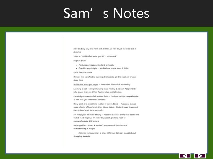 Sam’s Notes Sam’s Notes