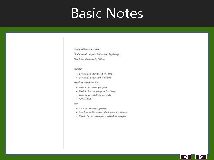 Basic Notes Basic Notes