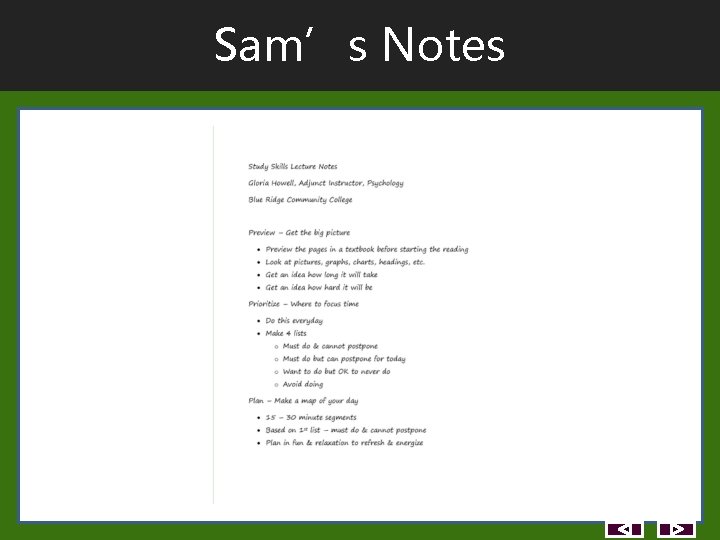 Sam’s Notes Sam’s Notes