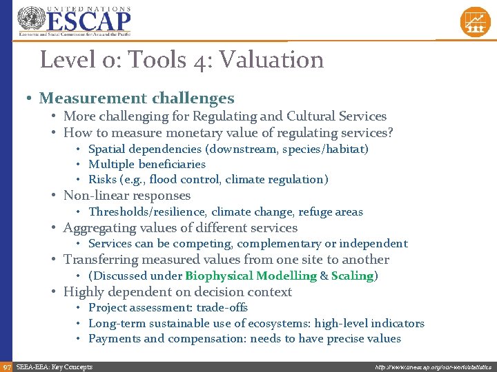 Level 0: Tools 4: Valuation • Measurement challenges • More challenging for Regulating and