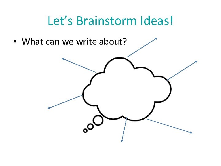 Let’s Brainstorm Ideas! • What can we write about? 