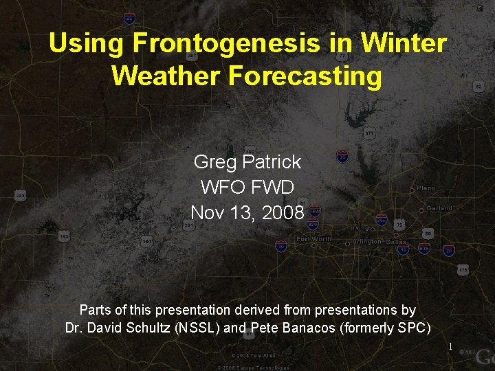 Using Frontogenesis in Winter Weather Forecasting Greg Patrick WFO FWD Nov 13, 2008 Parts