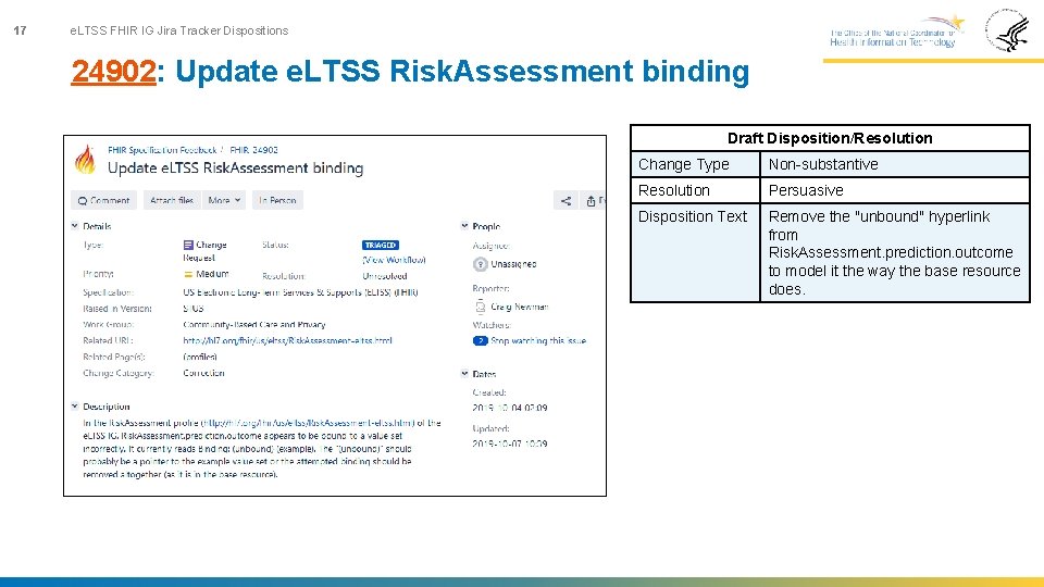 17 e. LTSS FHIR IG Jira Tracker Dispositions 24902: Update e. LTSS Risk. Assessment