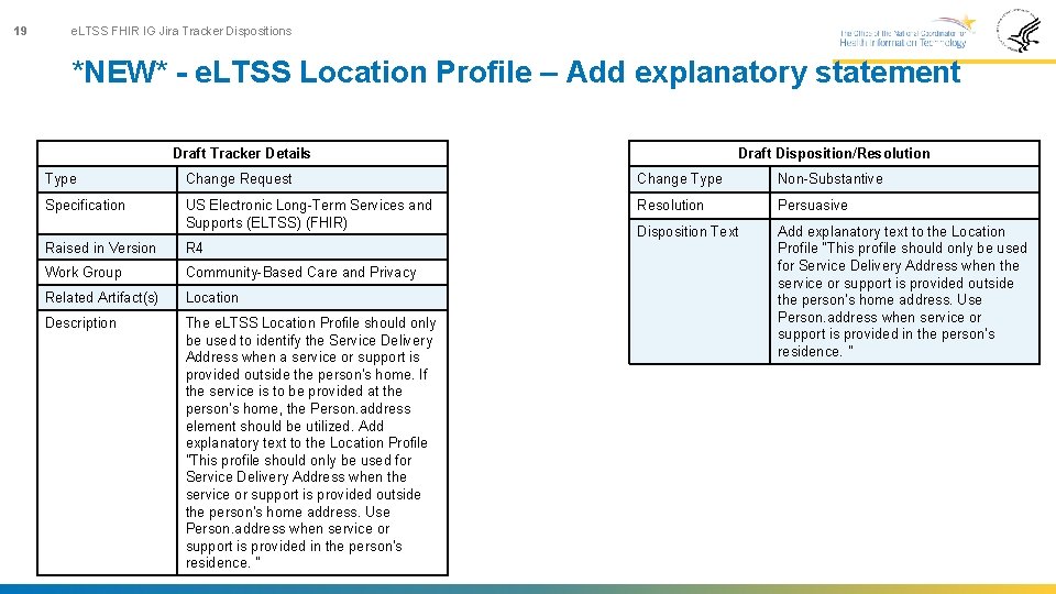 19 e. LTSS FHIR IG Jira Tracker Dispositions *NEW* - e. LTSS Location Profile