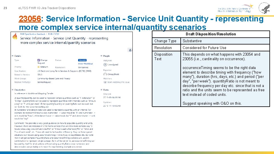 23 e. LTSS FHIR IG Jira Tracker Dispositions 23056: Service Information - Service Unit