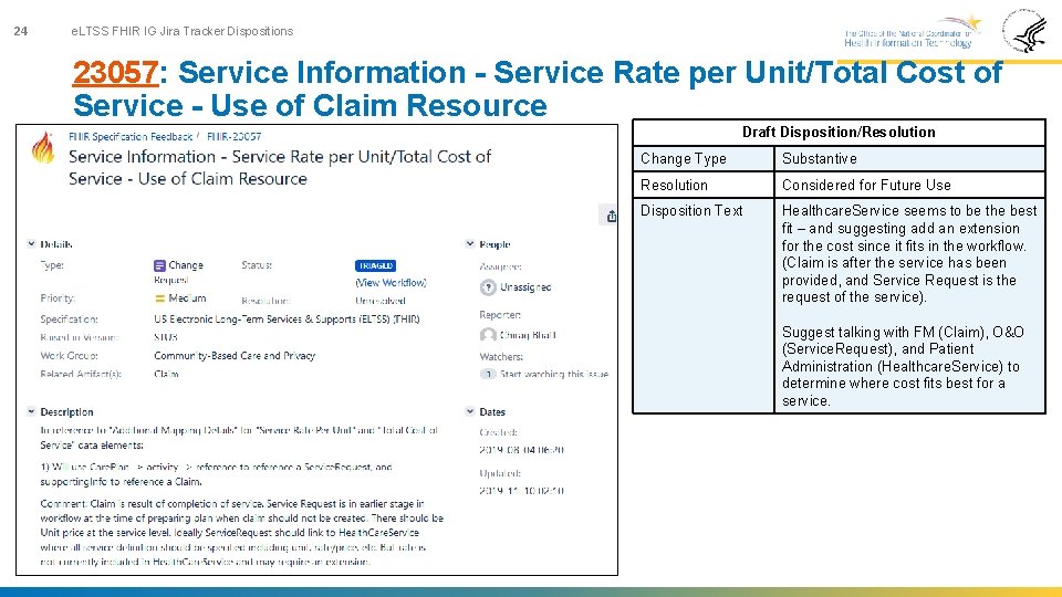 24 e. LTSS FHIR IG Jira Tracker Dispositions 23057: Service Information - Service Rate