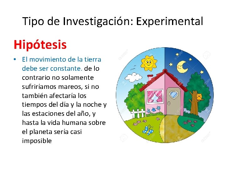Tipo de Investigación: Experimental Hipótesis • El movimiento de la tierra debe ser constante.