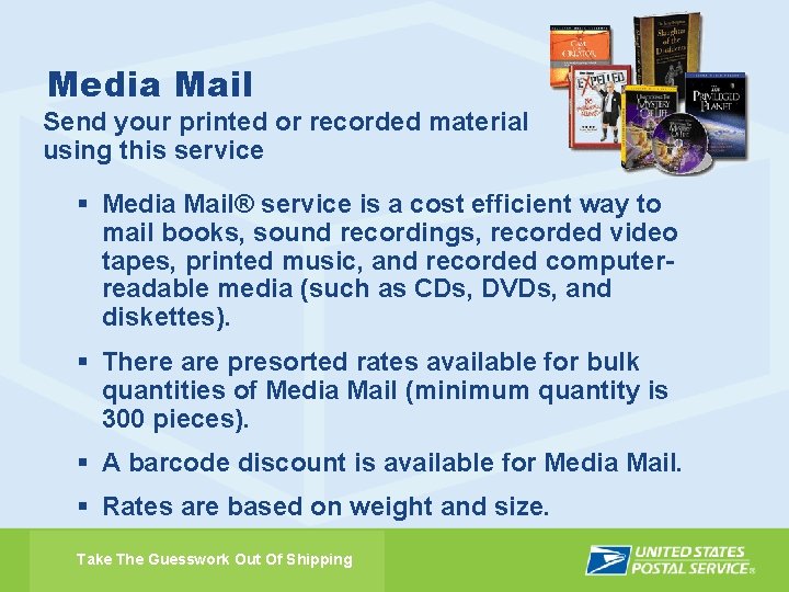 Media Mail Send your printed or recorded material using this service § Media Mail®