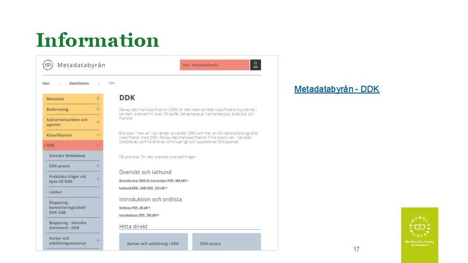 Information Metadatabyrån - DDK 17 