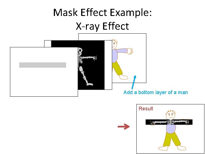 Mask Effect Example: X-ray Effect Add a bottom layer of a man Result 58