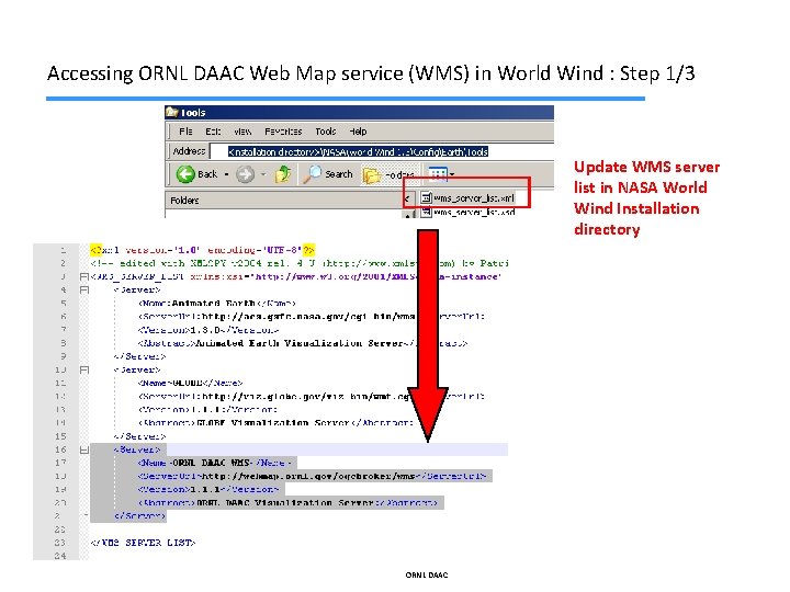 Accessing ORNL DAAC Web Map service (WMS) in World Wind : Step 1/3 Update