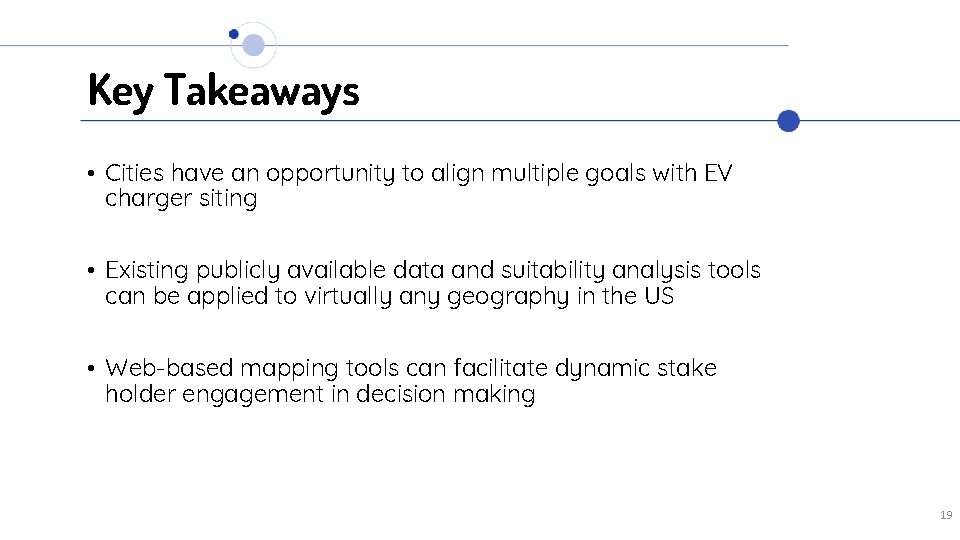 Key Takeaways • Cities have an opportunity to align multiple goals with EV charger