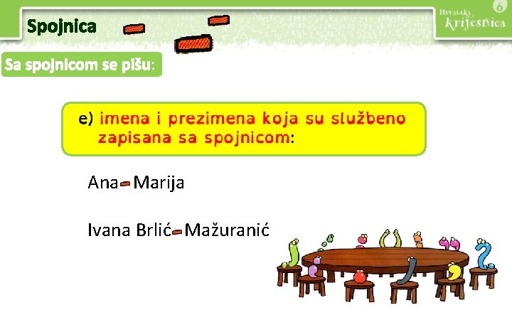 Spojnica Sa spojnicom se pišu: Ana Marija Ivana Brlić Mažuranić 