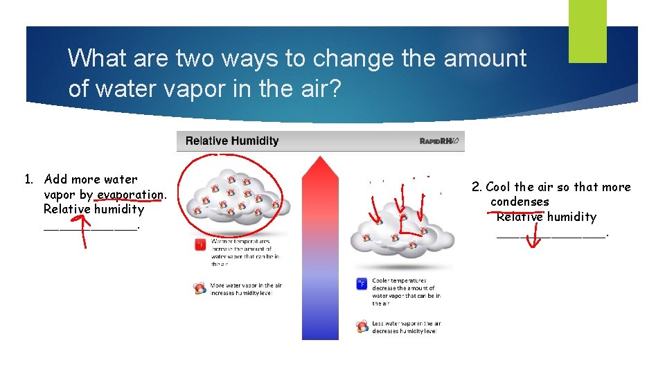 What are two ways to change the amount of water vapor in the air?