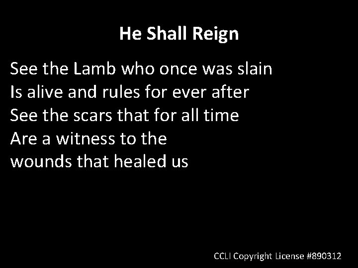 He Shall Reign See the Lamb who once was slain Is alive and rules